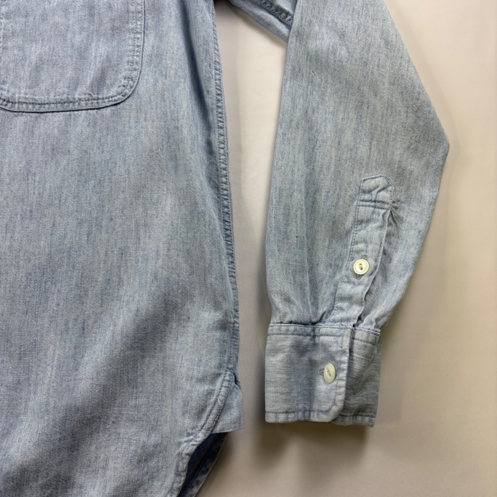 Faherty Brand Light Indigo Tencel Linen Button Down Shirt Womens XS Long Sleeve - Picture 4 of 8